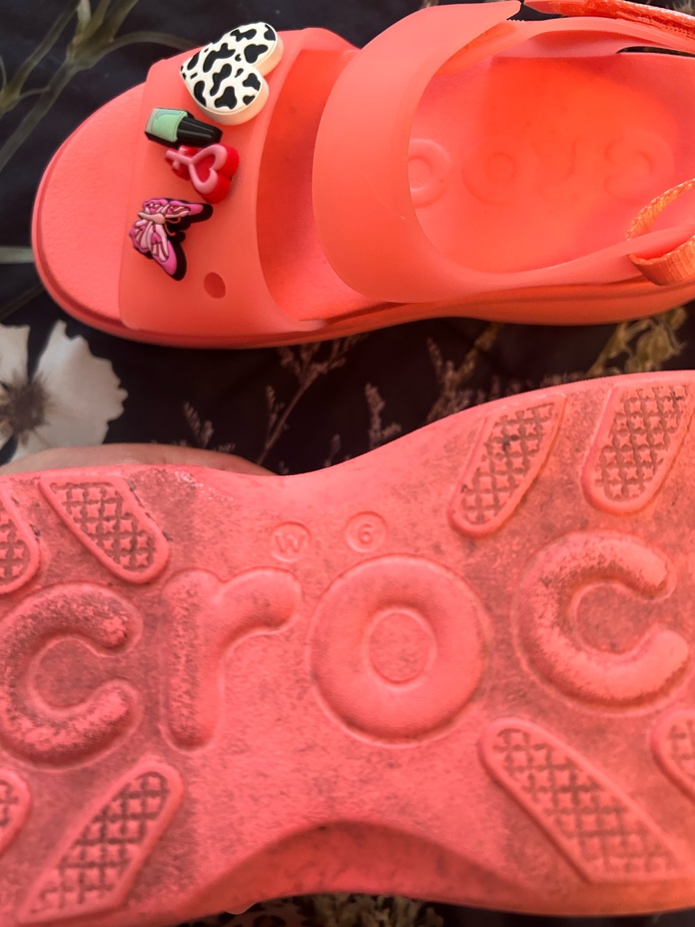 Crocs Soho Y Strap Sandal in Coral Pink and with Jibbitz - Picture 5 of 5